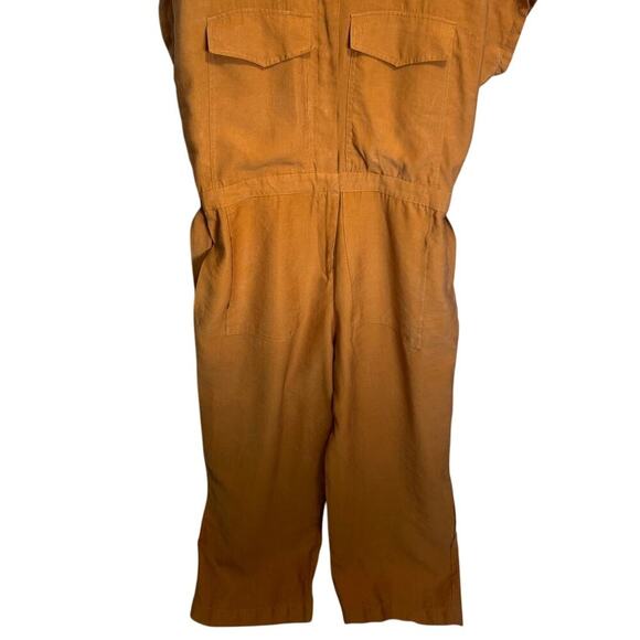 Mango Lyocell Jumpsuit With Belt Straight Leg Utility Pockets Mustard Size XXL - Picture 6 of 13